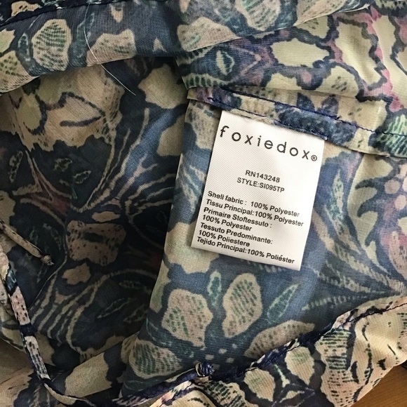 Foxiedox Floral Chiffon Off the Shoulder Blouse S - Picture 13 of 15